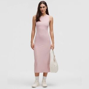 Lululemon All Aligned Ribbed Midi Dress Pink Haze